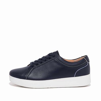 Fitflop RALLY Piping Leather Sneakers Dames Donkerblauw | VHF396247