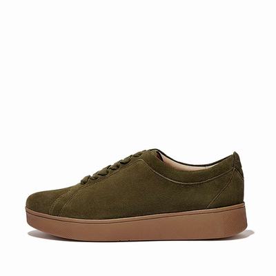 Fitflop RALLY Suede Sneakers Dames Olijfgroen | SJZ568234