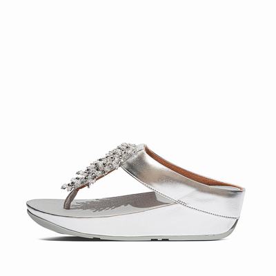 Fitflop RUMBA Beaded Toe-Post Sandalen Dames Zilver | KYV183029