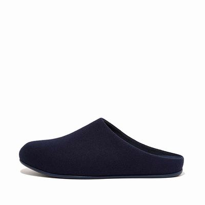 Fitflop SHOVE Felt Slippers Heren Donkerblauw | GTF527603