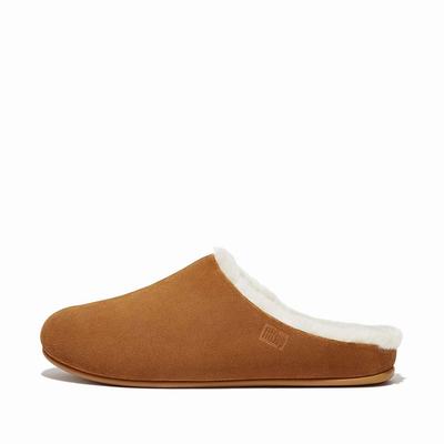 Fitflop SHOVE Shearling-Lined Suede Slippers Heren Lichtbruin | EPF529014