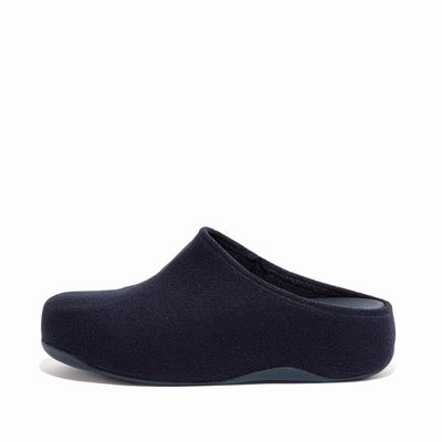 Fitflop SHUV Cushy Felt Clog Slippers Dames Donkerblauw | SVM408972