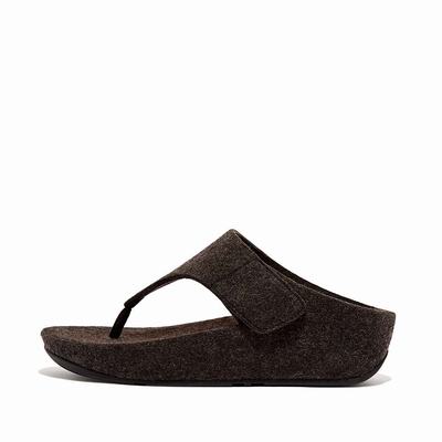 Fitflop SHUV E01 Adjustable Felt Toe-Post Sandalen Dames Zwart | LZG617450