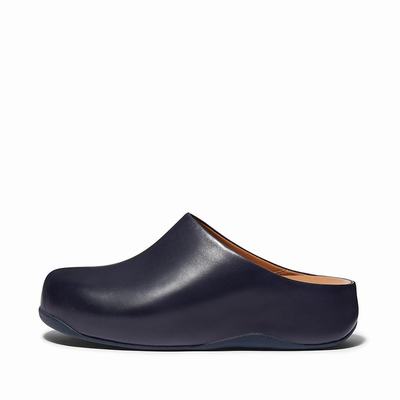 Fitflop SHUV Leather Klompen Dames Donkerblauw | RIV856709