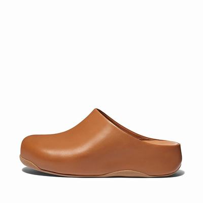 Fitflop SHUV Leather Klompen Dames Lichtbruin | UDQ317940