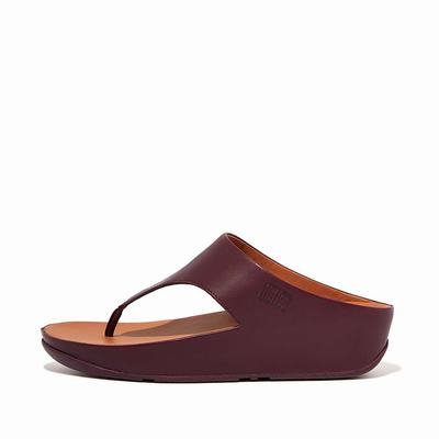 Fitflop SHUV Leather Toe-Post Sandalen Dames Bordeaux | PHI923584