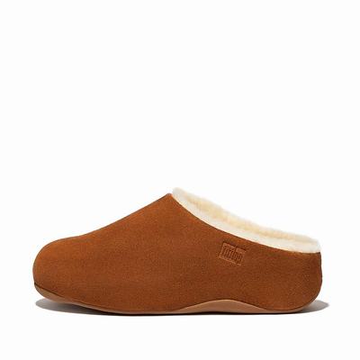 Fitflop SHUV Shearling-Lined Suede Klompen Dames Lichtbruin | ALP312074