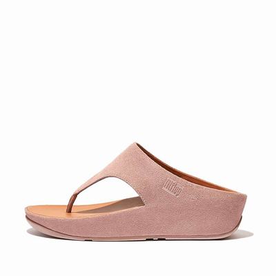 Fitflop SHUV Suede Toe-Post Sandalen Dames Roze | CHV498601