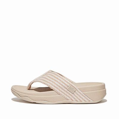 Fitflop SURFA Webbing Toe-Post Sandalen Dames Grijs Beige | SPE968504