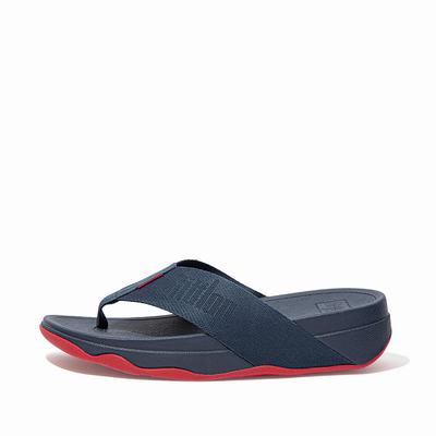 Fitflop SURFA Woven-Logo Toe-Post Sandalen Dames Donkerblauw | LOH872341