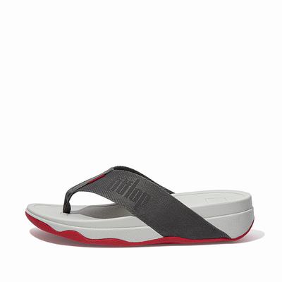 Fitflop SURFA Woven-Logo Toe-Post Sandalen Dames Grijs | TYO879523