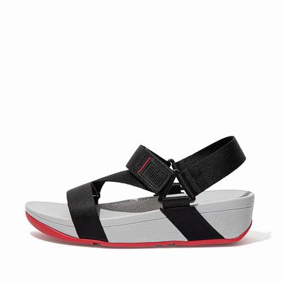 Fitflop SURFA Woven-Logo Z-Strap Sandalen Dames Zwart | JKT029834