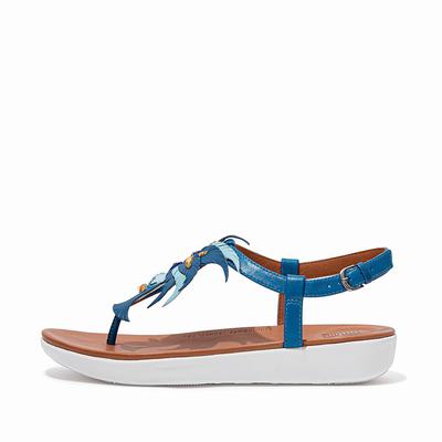 Fitflop TIA Jewel Feather Leather Back-Strap Sandalen Dames Blauw | VLB530628