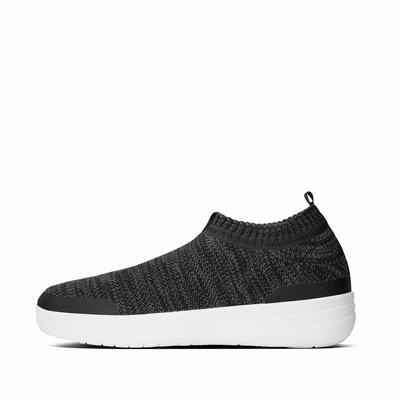 Fitflop UBERKNIT Slip-On Sneakers Dames Zwart Grijs | YQU236971