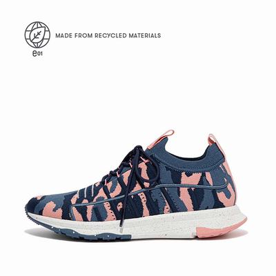 Fitflop VITAMIN FF E01 Camo Knit Sports Sneakers Dames Donkerblauw | ZGY731528