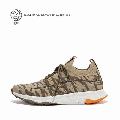 Fitflop VITAMIN FF E01 Camo Knit Sports Sneakers Dames Olijfgroen | ZRE683074