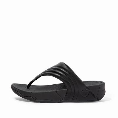 Fitflop WALKSTAR Leather Toe-Post Sandalen Dames Zwart | NEZ574289