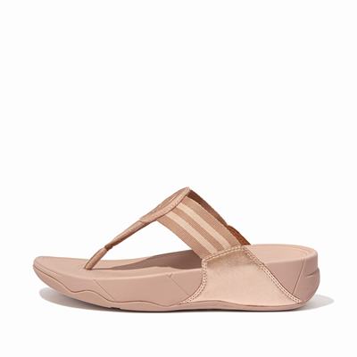 Fitflop WALKSTAR Webbing Toe-Post Sandalen Dames Roze Goud | BSJ349857