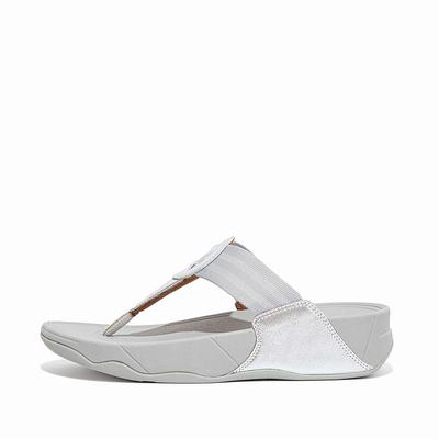 Fitflop WALKSTAR Webbing Toe-Post Sandalen Dames Zilver | JZQ195238