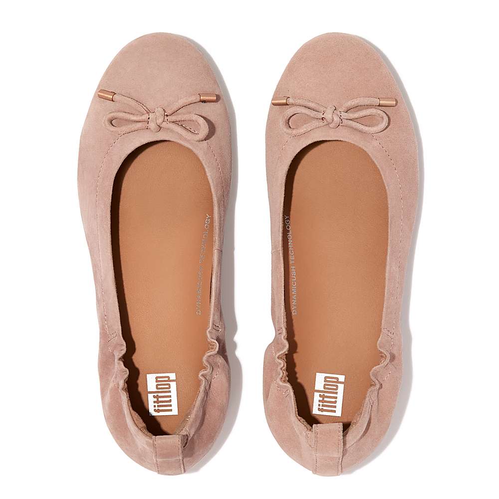 Fitflop ALLEGRO Bow Suede Ballerina Dames Beige | SDK243597