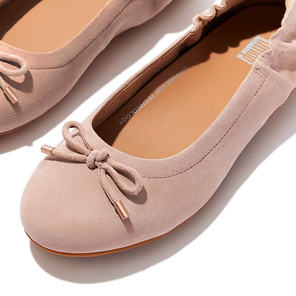 Fitflop ALLEGRO Bow Suede Ballerina Dames Beige | SDK243597