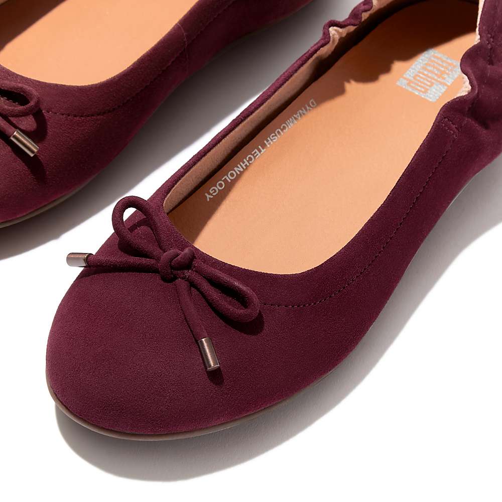 Fitflop ALLEGRO Bow Suede Ballerina Dames Bordeaux | UZI724589