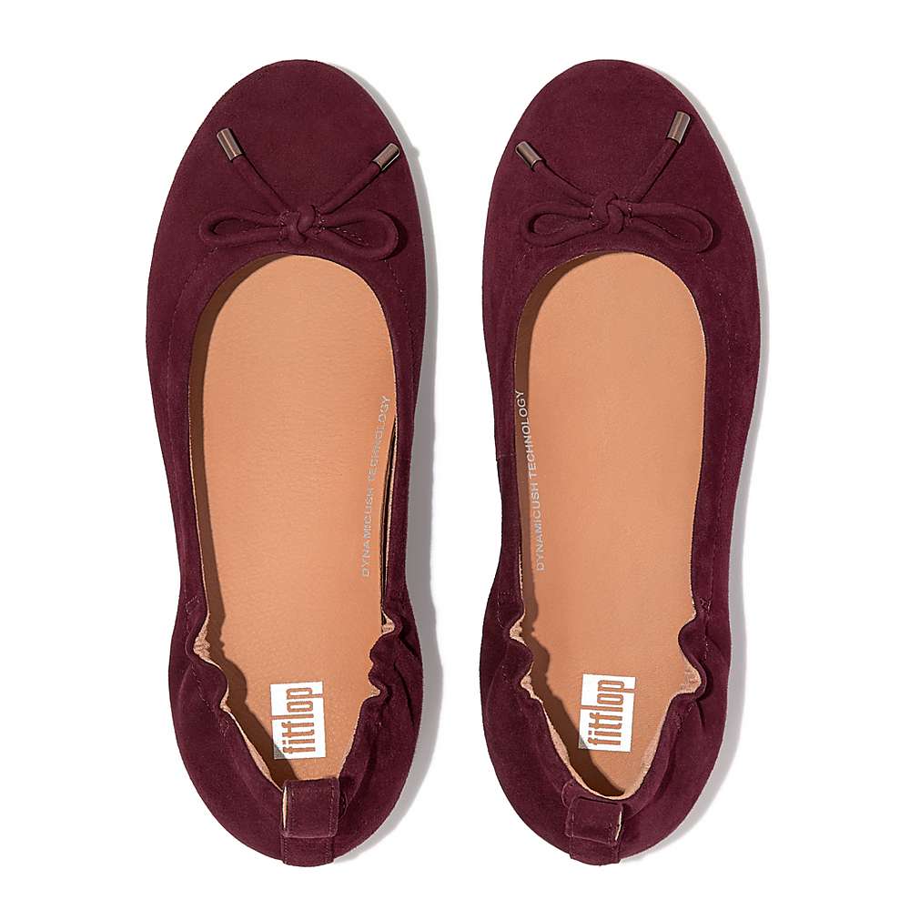 Fitflop ALLEGRO Bow Suede Ballerina Dames Bordeaux | UZI724589