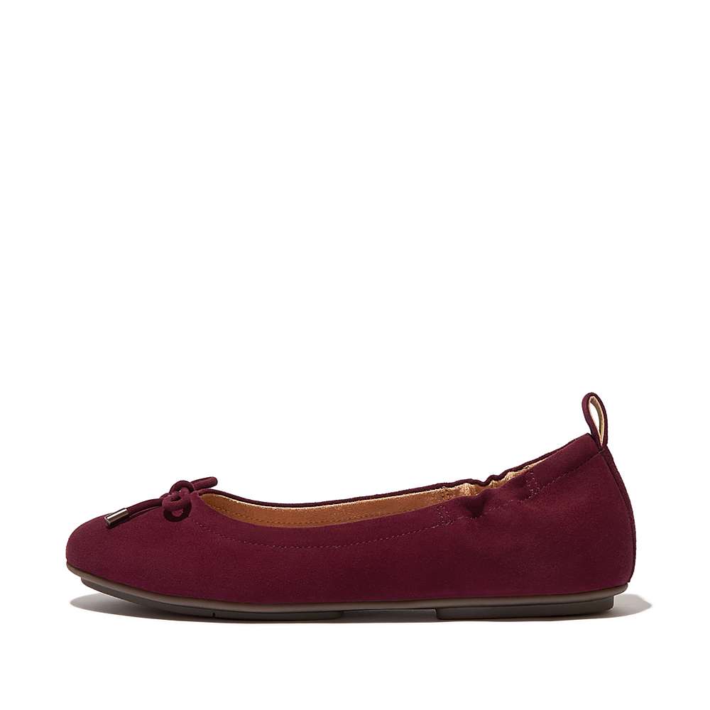 Fitflop ALLEGRO Bow Suede Ballerina Dames Bordeaux | UZI724589