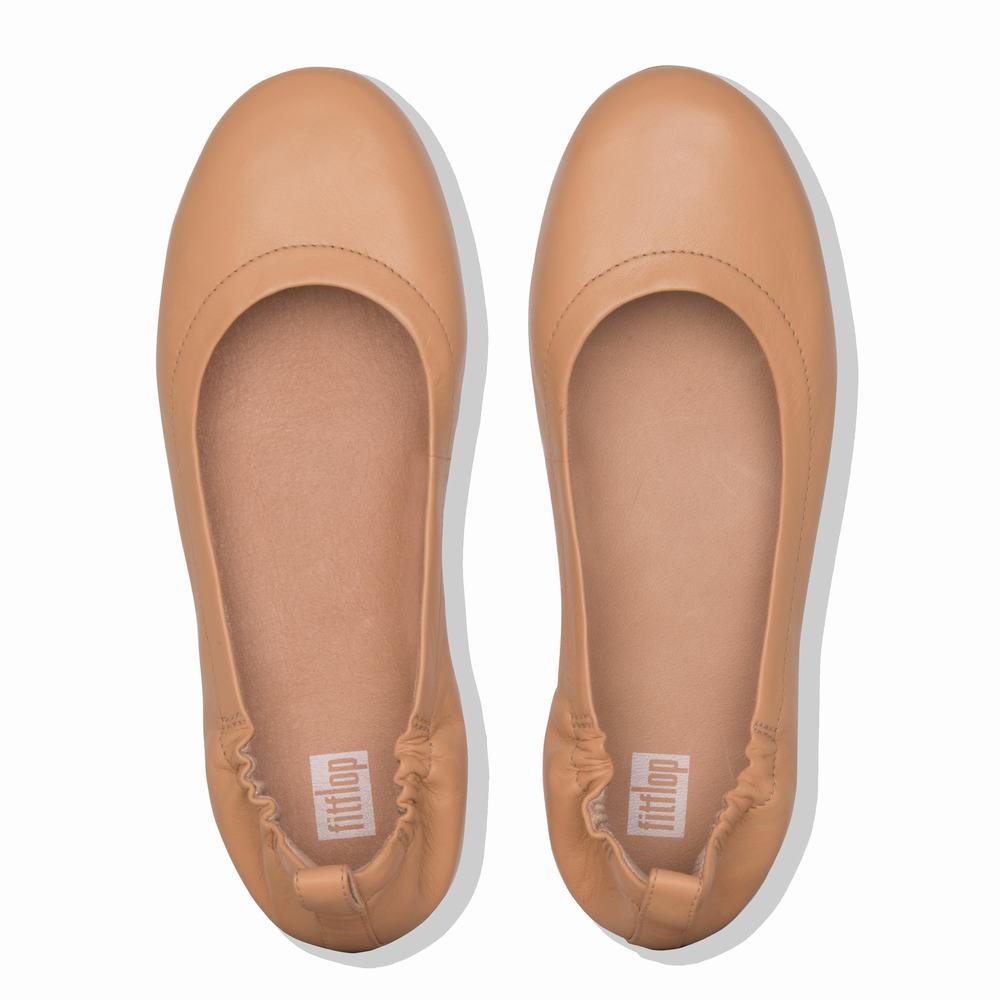 Fitflop ALLEGRO Soft Leather Ballerina Dames Bruin | CMF963102