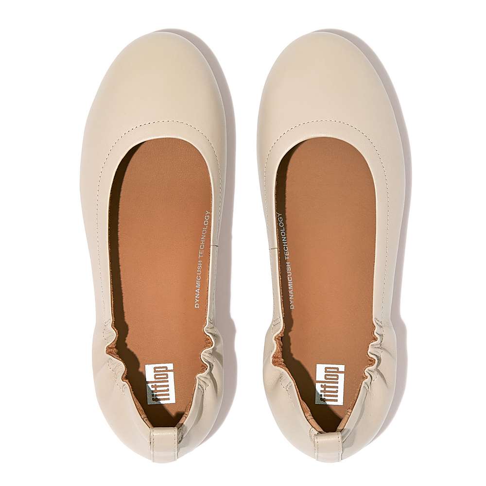 Fitflop ALLEGRO Soft Leather Ballerina Dames Grijs Beige | EWX602371