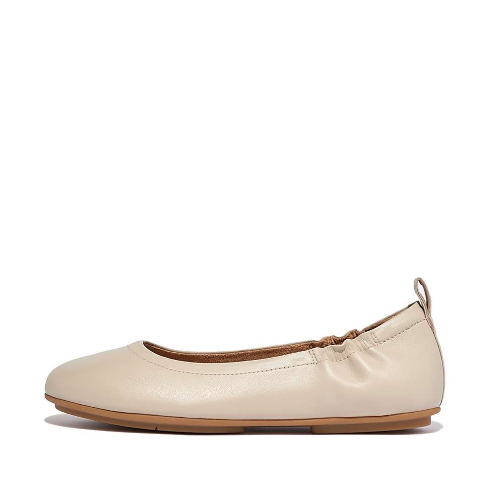 Fitflop ALLEGRO Soft Leather Ballerina Dames Grijs Beige | EWX602371