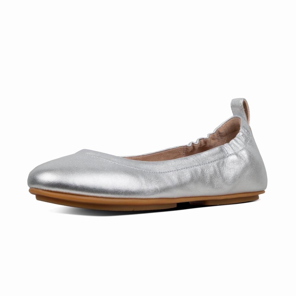 Fitflop ALLEGRO Soft Leather Ballerina Dames Zilver | GSP576014