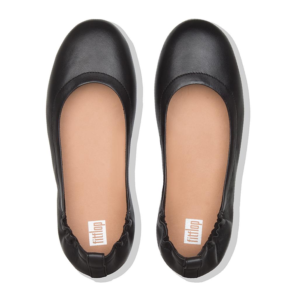 Fitflop ALLEGRO Soft Leather Ballerina Dames Zwart | IMK392607