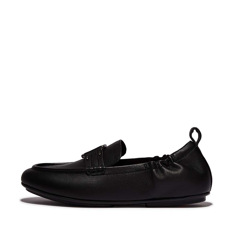 Fitflop ALLEGRO Stud-Buckle Leather Loafers Dames Zwart | YBR275914