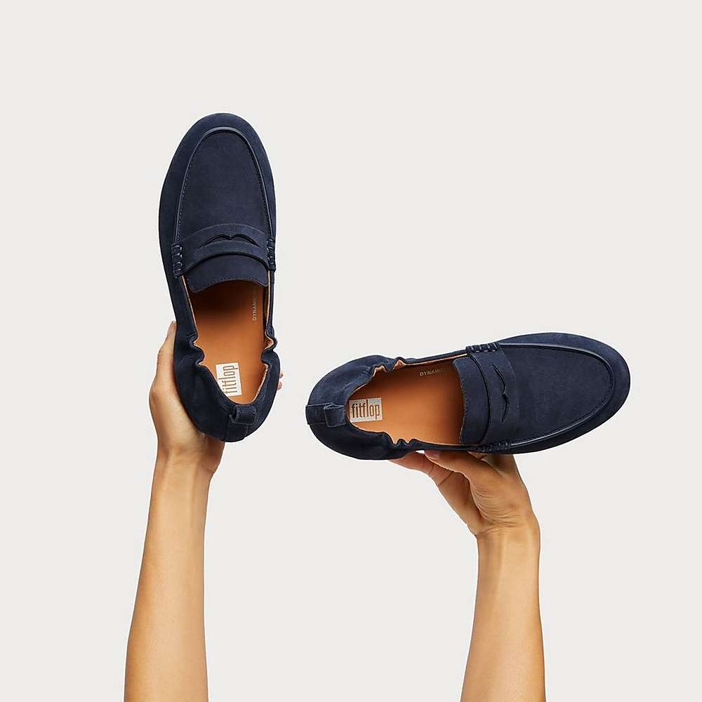 Fitflop ALLEGRO Suede Penny Loafers Dames Donkerblauw | SBX817064