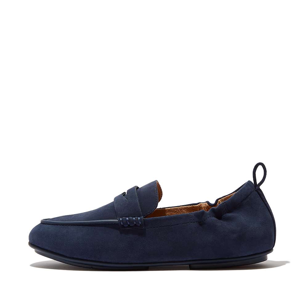 Fitflop ALLEGRO Suede Penny Loafers Dames Donkerblauw | SBX817064