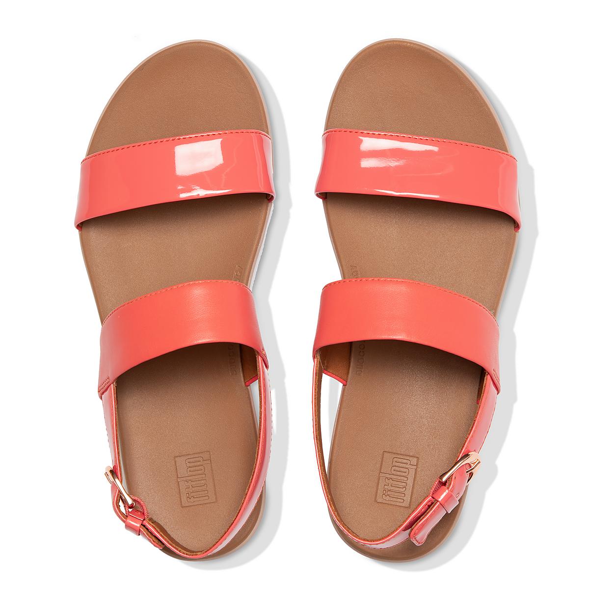 Fitflop BARRA Lak Mix Back-Strap Sandalen Dames Koraal Roze | BVR374192