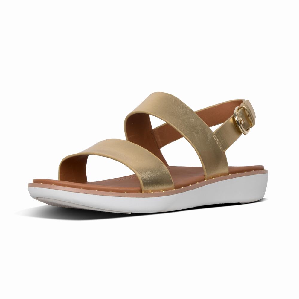 Fitflop BARRA Metallic Leather Back-Strap Sandalen Dames Goud | YXD532619