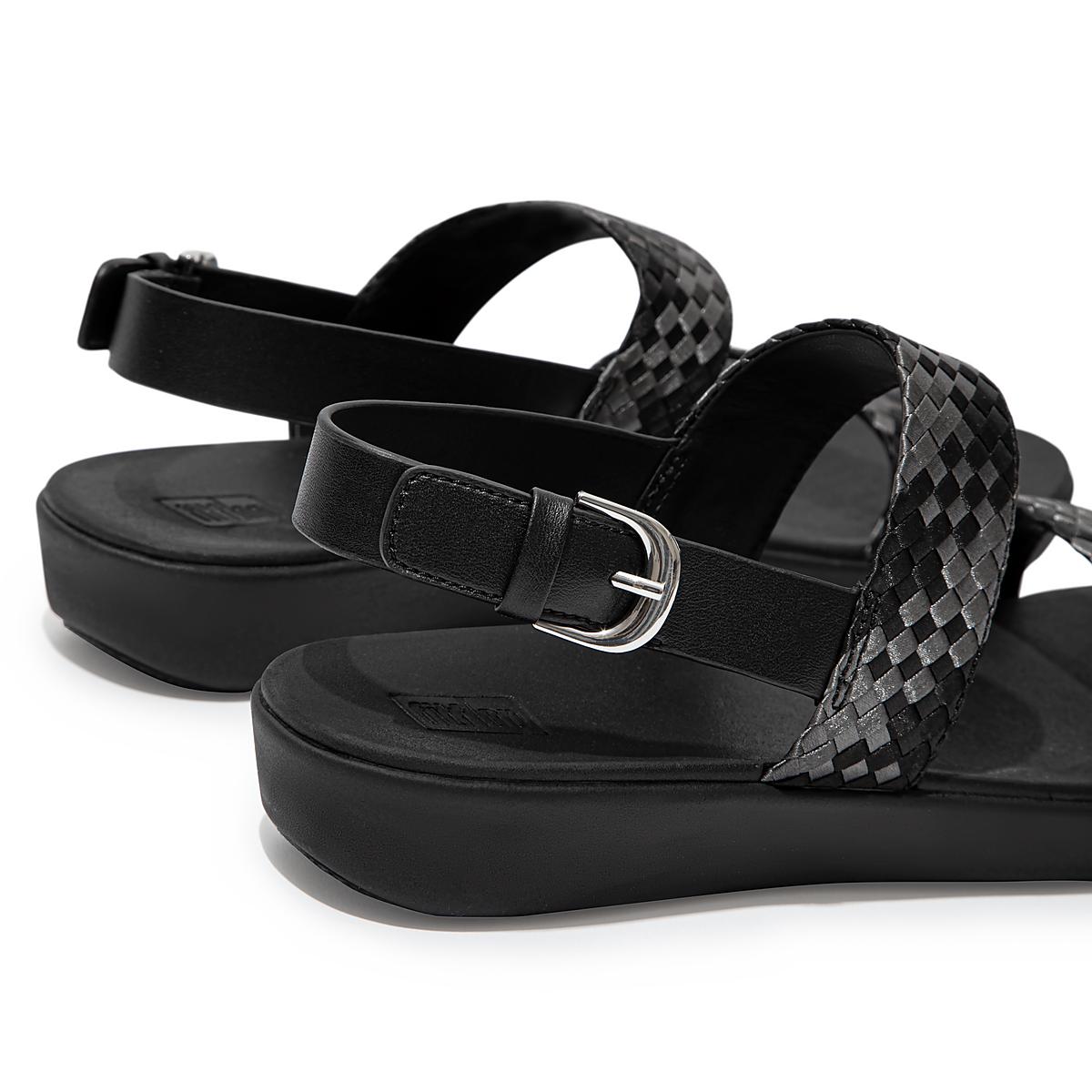 Fitflop BARRA Silky Weave Back-Strap Sandalen Dames Zwart | AYE695402