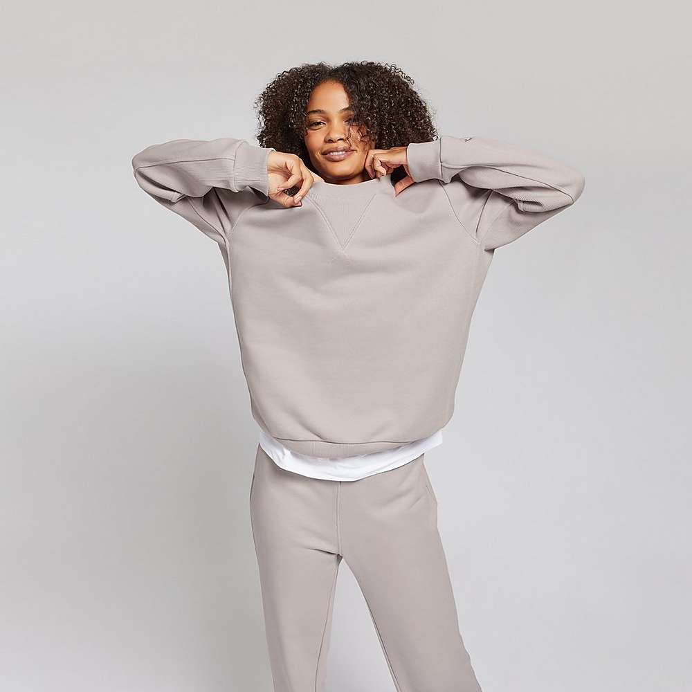 Fitflop BASIC THREADS Crew Sweatshirt Dames Grijs | UIJ026894