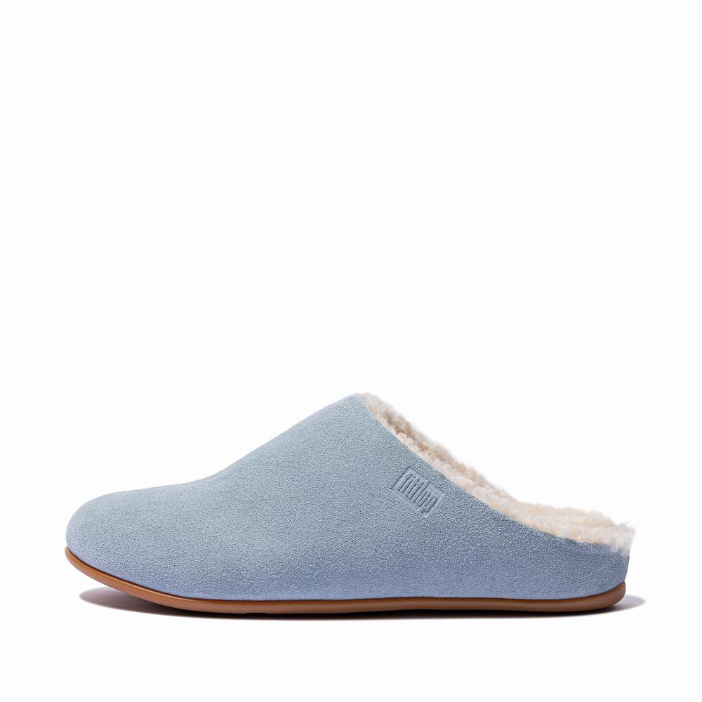 Fitflop CHRISSIE Curly Shearling Suede Slippers Dames Blauw | CDO608354