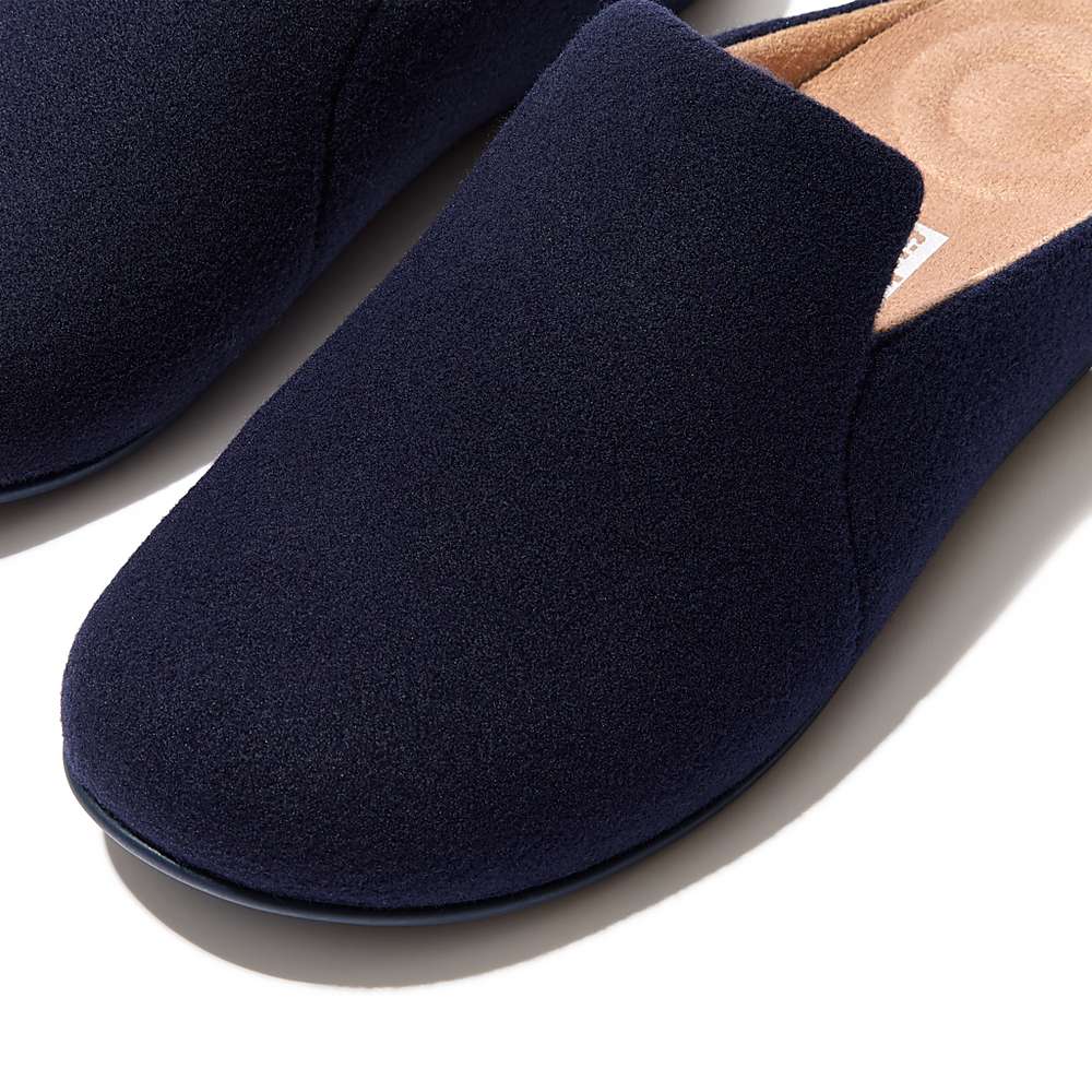 Fitflop CHRISSIE II Haus Felt Slippers Dames Donkerblauw | XCI314705