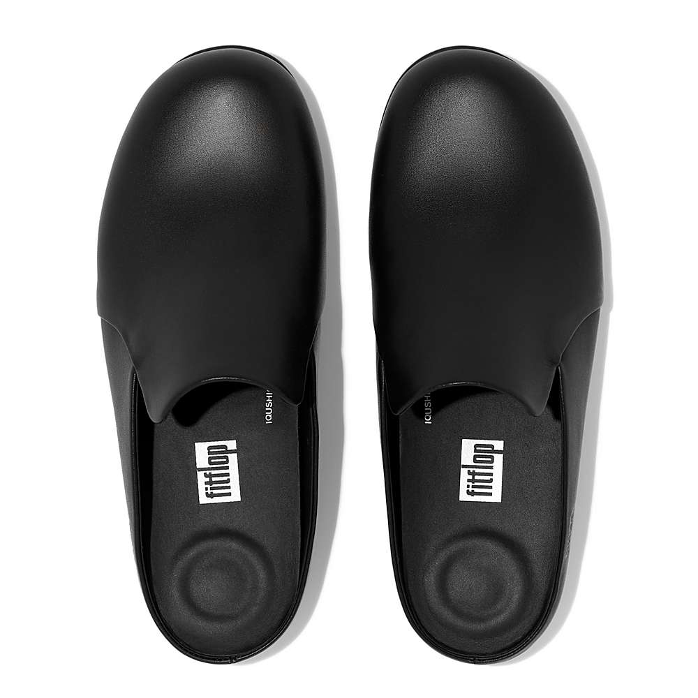 Fitflop CHRISSIE II Haus Leather Slippers Dames Zwart | URG356107