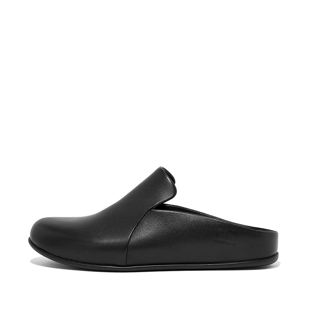 Fitflop CHRISSIE II Haus Leather Slippers Dames Zwart | URG356107