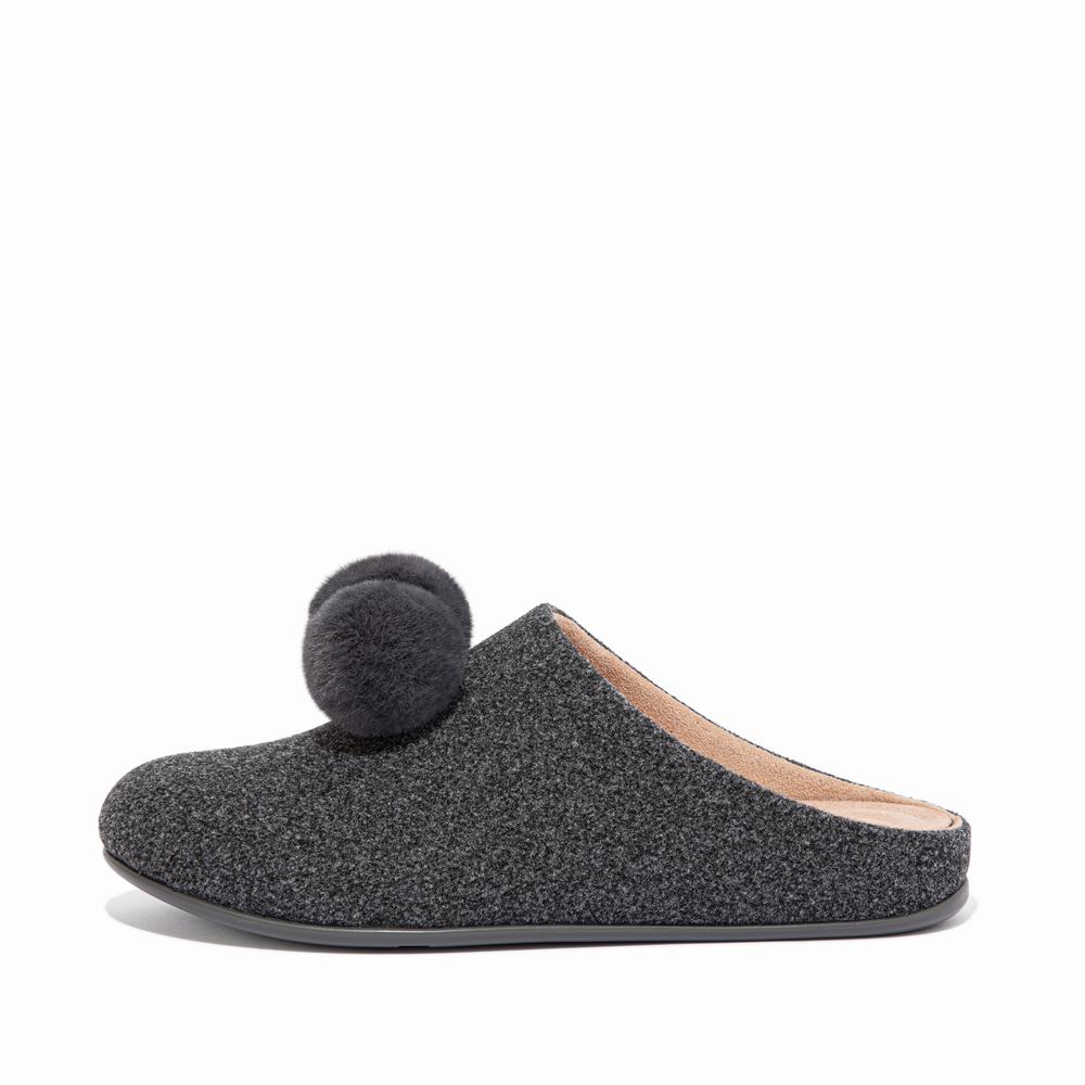 Fitflop CHRISSIE Pom-Pom Felt Slippers Dames Grijs | XIK417230