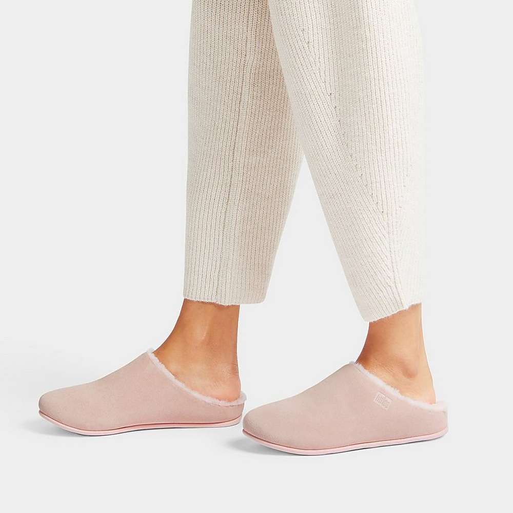 Fitflop CHRISSIE Shearling-Lined Suede Slippers Dames Roze | NQA058769