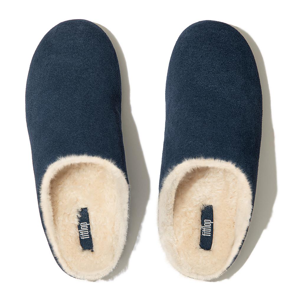 Fitflop CHRISSIE Shearling Suede Slippers Dames Donkerblauw | ONC271536