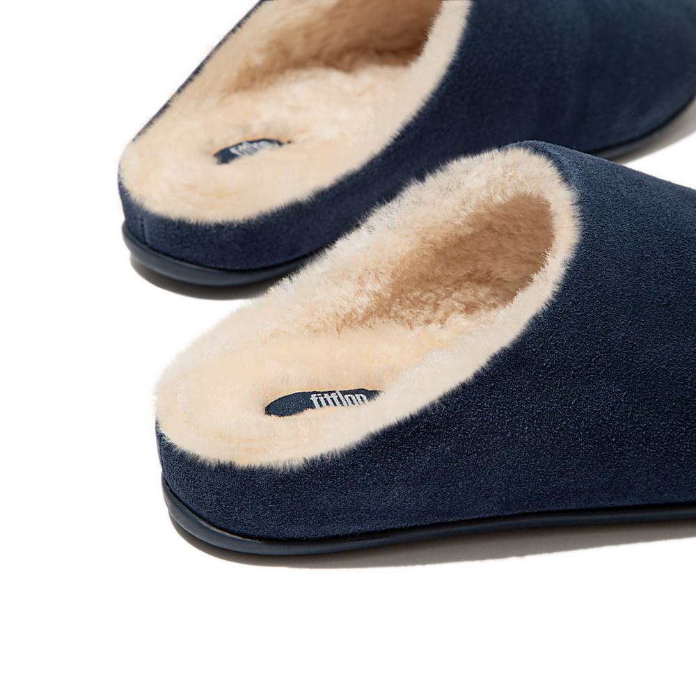 Fitflop CHRISSIE Shearling Suede Slippers Dames Donkerblauw | ONC271536