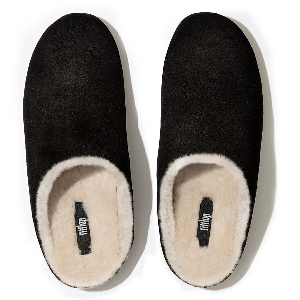 Fitflop CHRISSIE Shearling Suede Slippers Dames Zwart | VIE594082