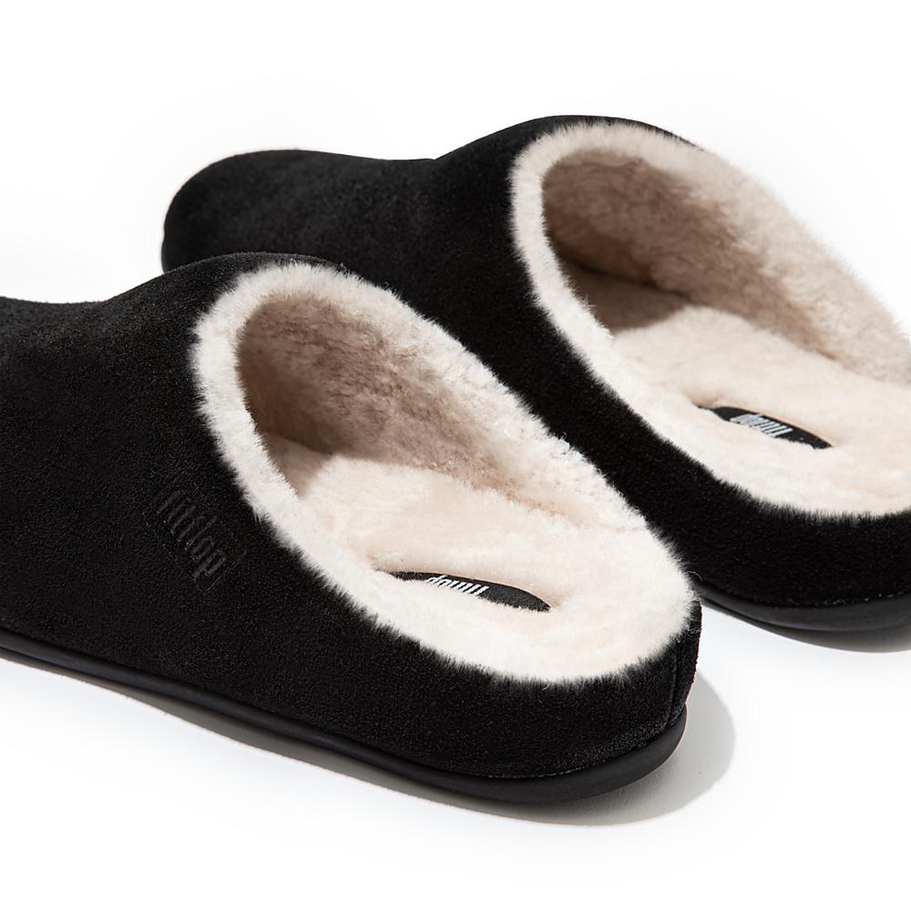 Fitflop CHRISSIE Shearling Suede Slippers Dames Zwart | VIE594082